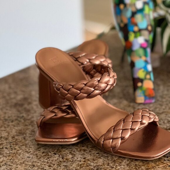 Copper metallic dressy chunk heel sandals - Picture 1 of 4